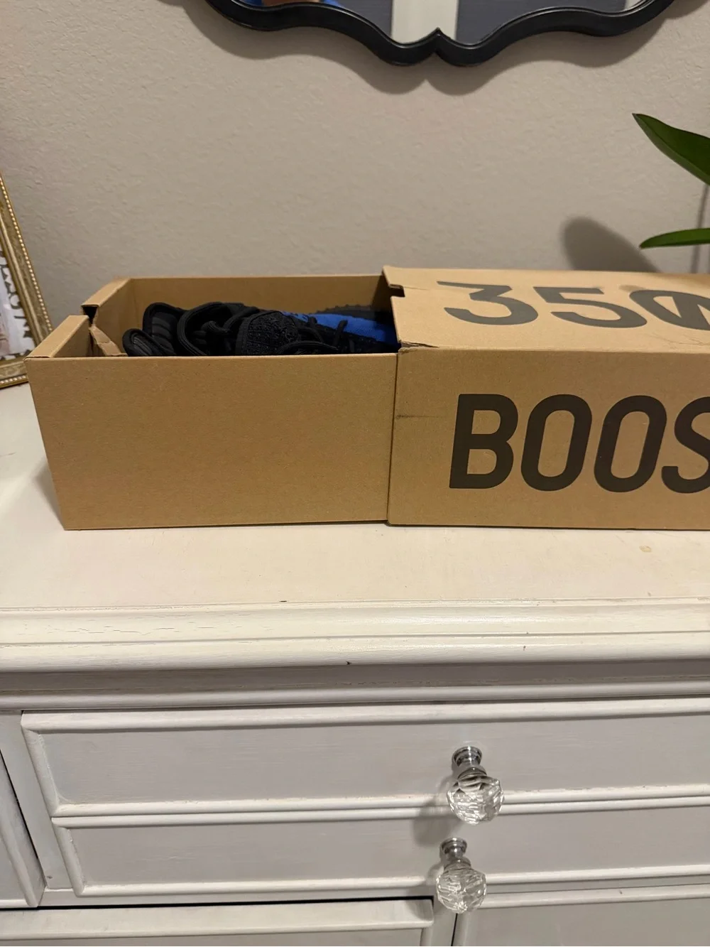 Yeezy Boost 350 V2 Black with Blue Stripe Sneakers